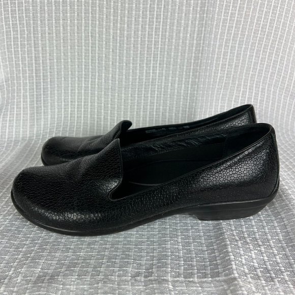 Dansko 40 Loafer Shoes Womens 9.5-10 Olivia Black Leather Slip On Wedge Embossed - Picture 5 of 13